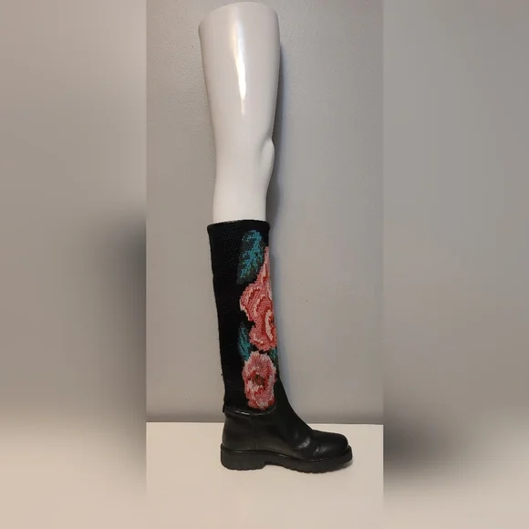 Twin Set Jacquard Knit Floral Boots, VGUC, Size 39.5 - Picture 15 of 16